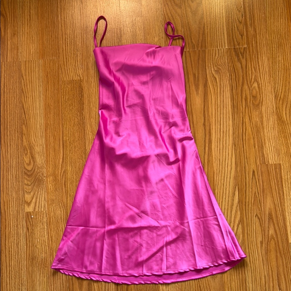 Vibrant Pink Satin Dress